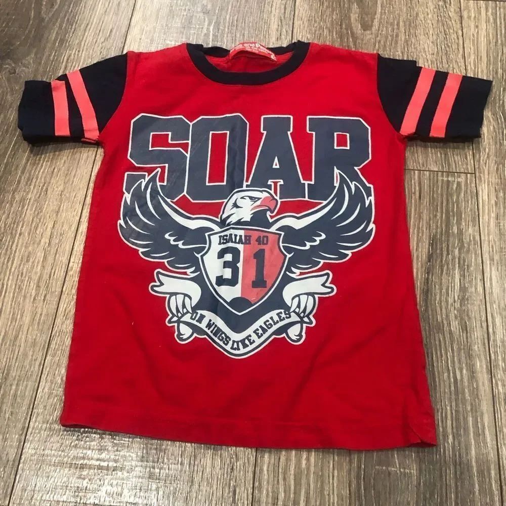 Kids Red Soar T-Shirt with Eagle Graphic